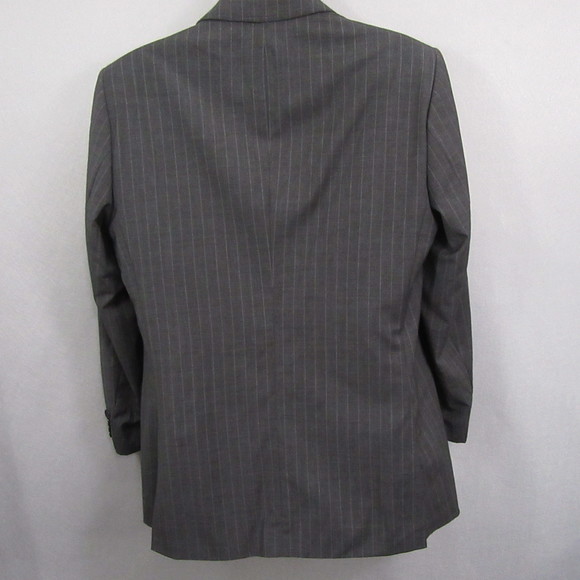Zara Mens 2 Pc Suit 42R Gray Pinstripe 34x30 Flat Front Wool Stretch - Picture 4 of 16